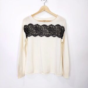 L'agence Size XS Womens Lace Detail Sweater in Cream White
